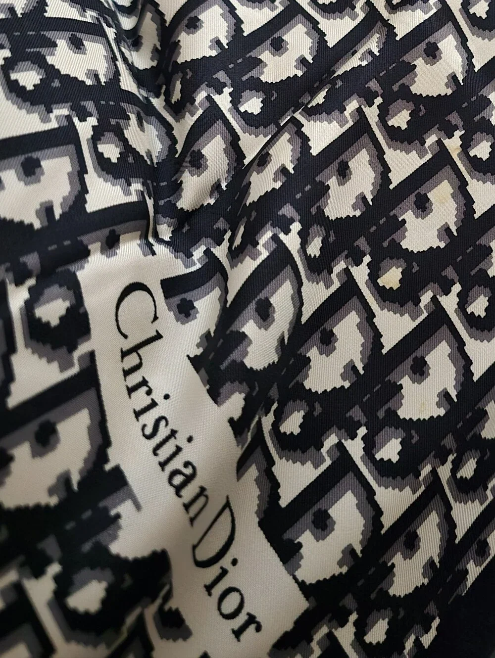 BNIB CHRISTAIN DIOR TROTTER 100% SILK SCARF BLUE Navy MITZAh Oblique